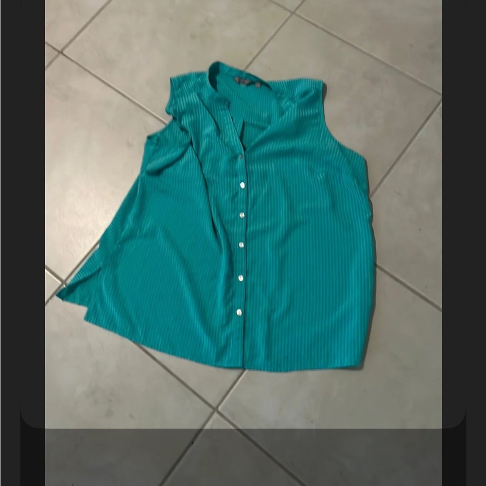 Coral bay 3X blue green sleeveless shirtSL76